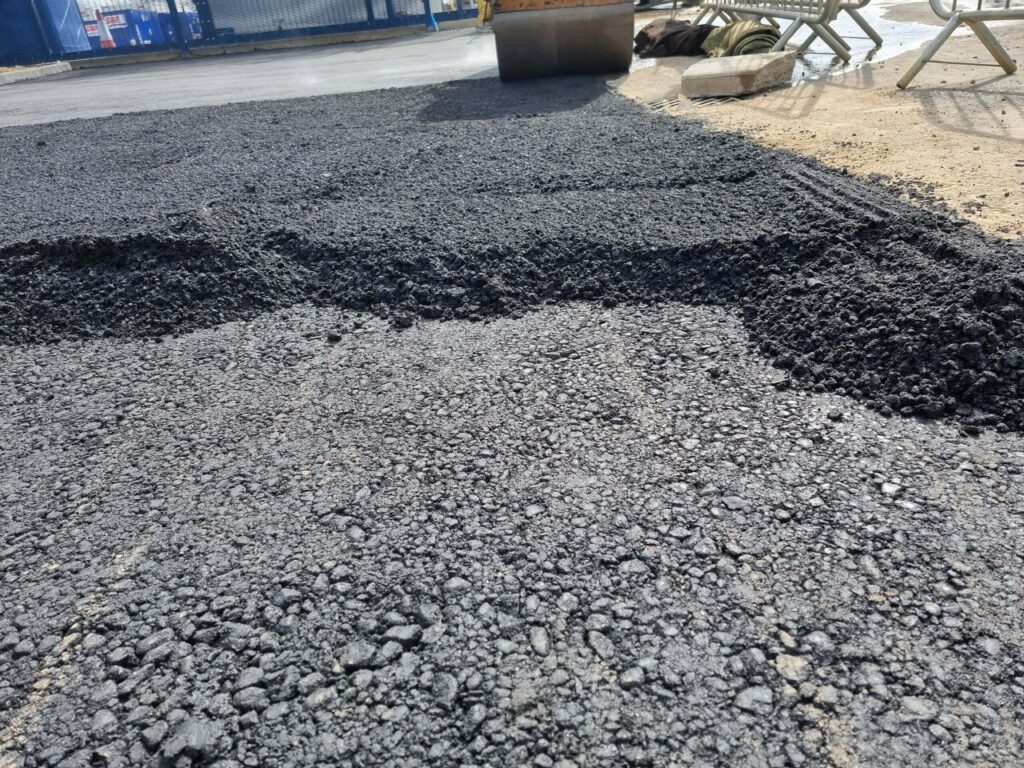 This is tarmac being laid by Bromham Driveways